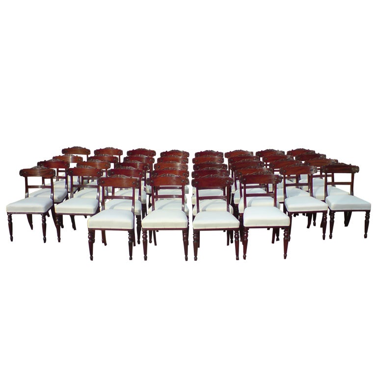 Set of 36 Regency Mahogany Dining Chairs
