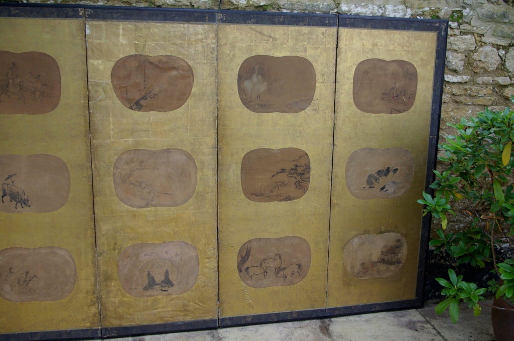Hand-Crafted Antique Japanese Screen For Sale