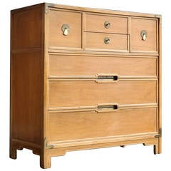 Modern Chinoiserie Six-Drawer Tall Dresser with Mirror