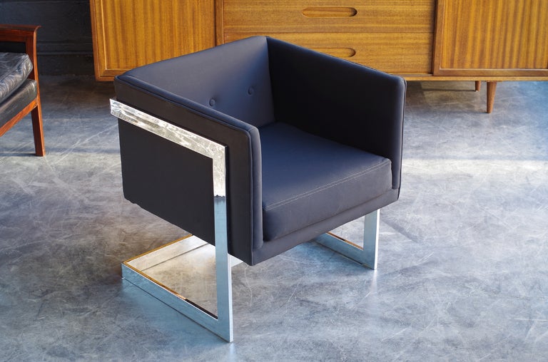 Mid-20th Century Milo Baughman Small Cube Chair