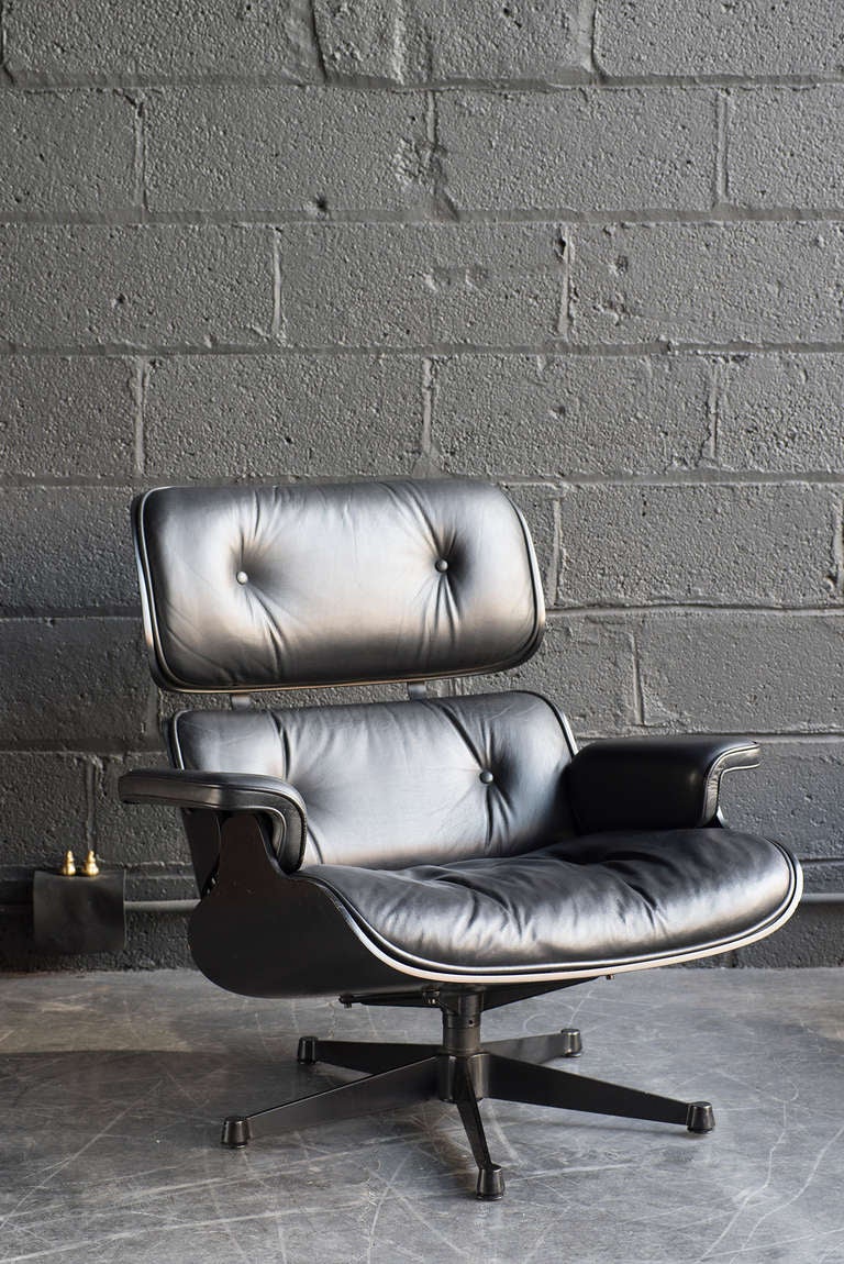 Rare Black-on-Black Eames Lounge Chair & Ottoman 2