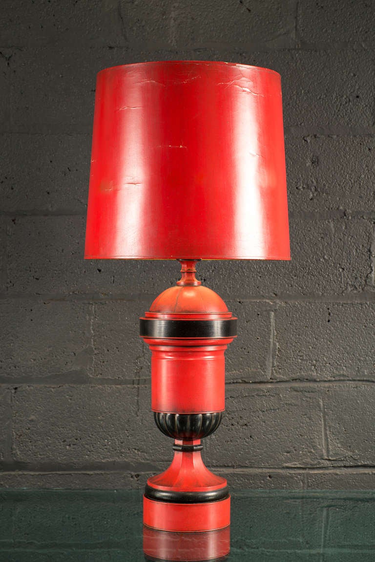 Red & Black Urn Lamp