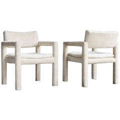 Fuzzy White Chairs by Milo Baughman