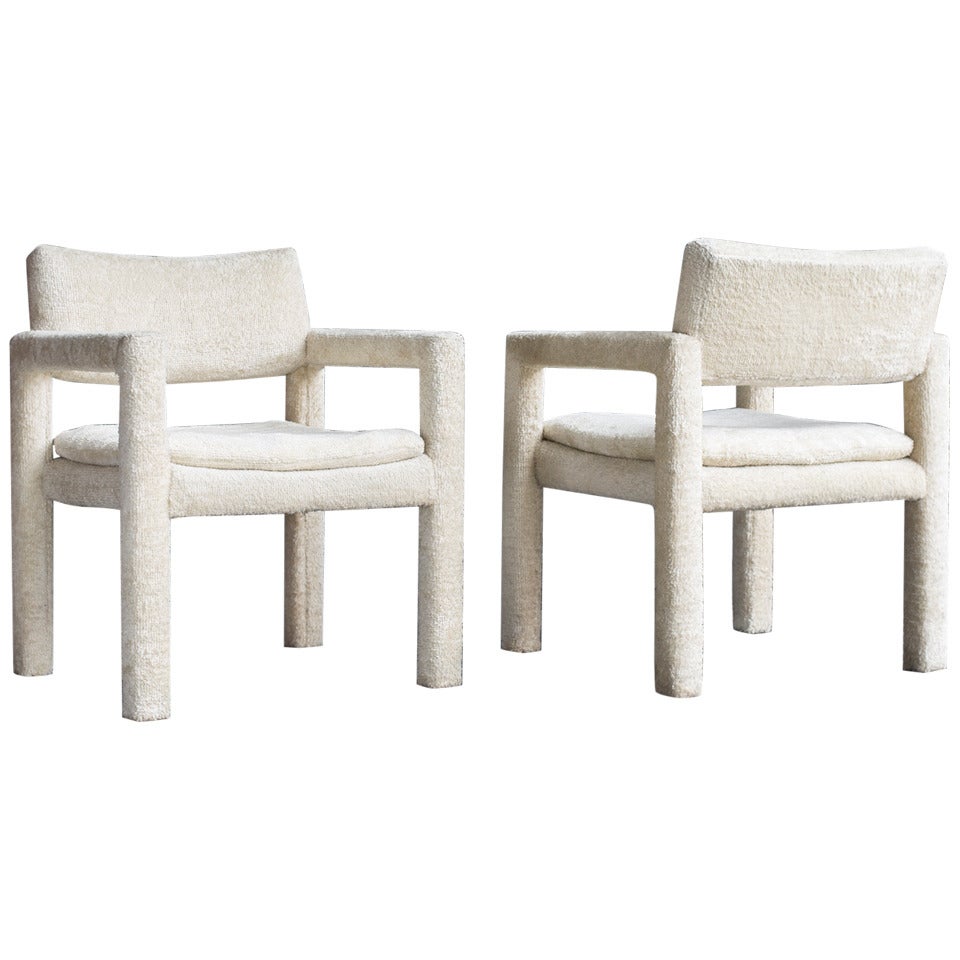 Fuzzy White Chairs by Milo Baughman