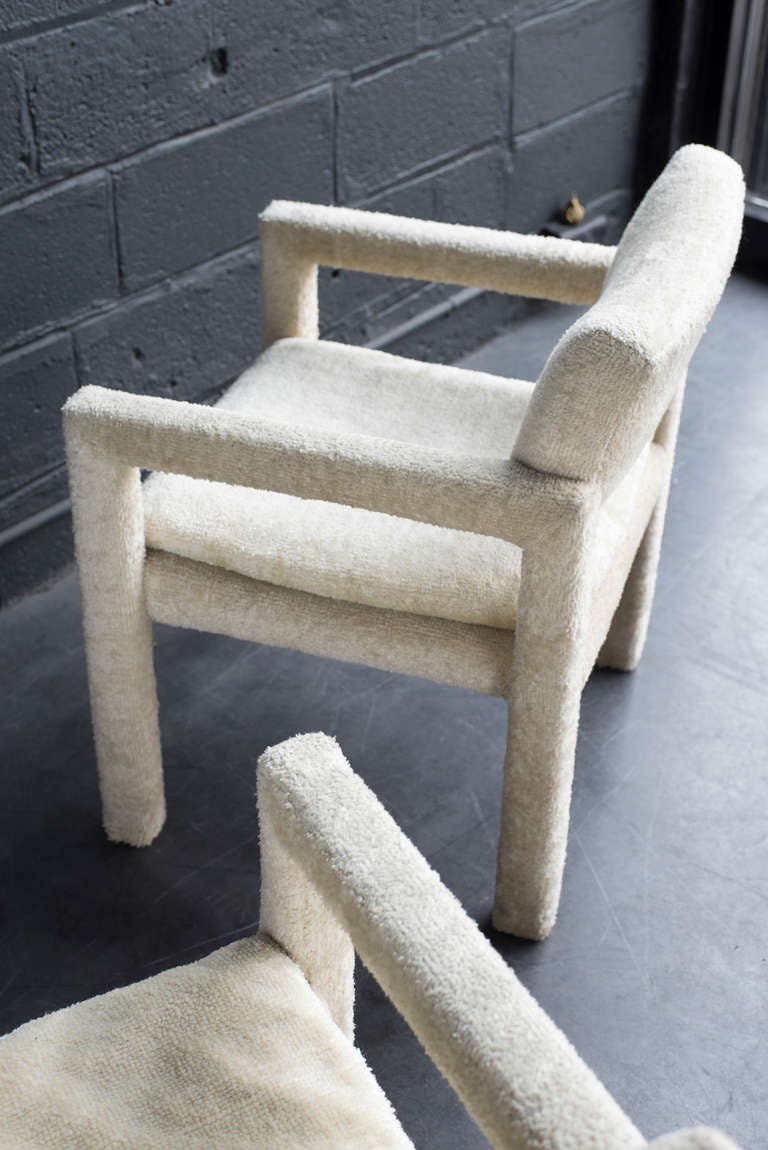 Late 20th Century Fuzzy White Chairs by Milo Baughman