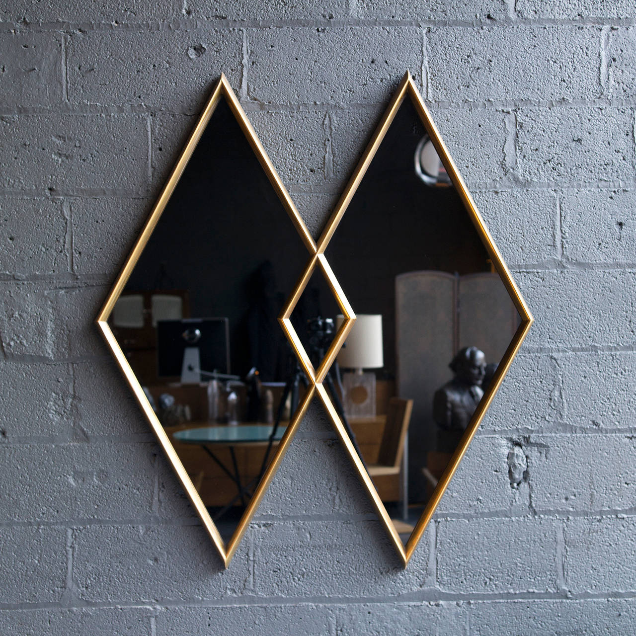 Gold Leaf Double Diamond Mirror by La Barge