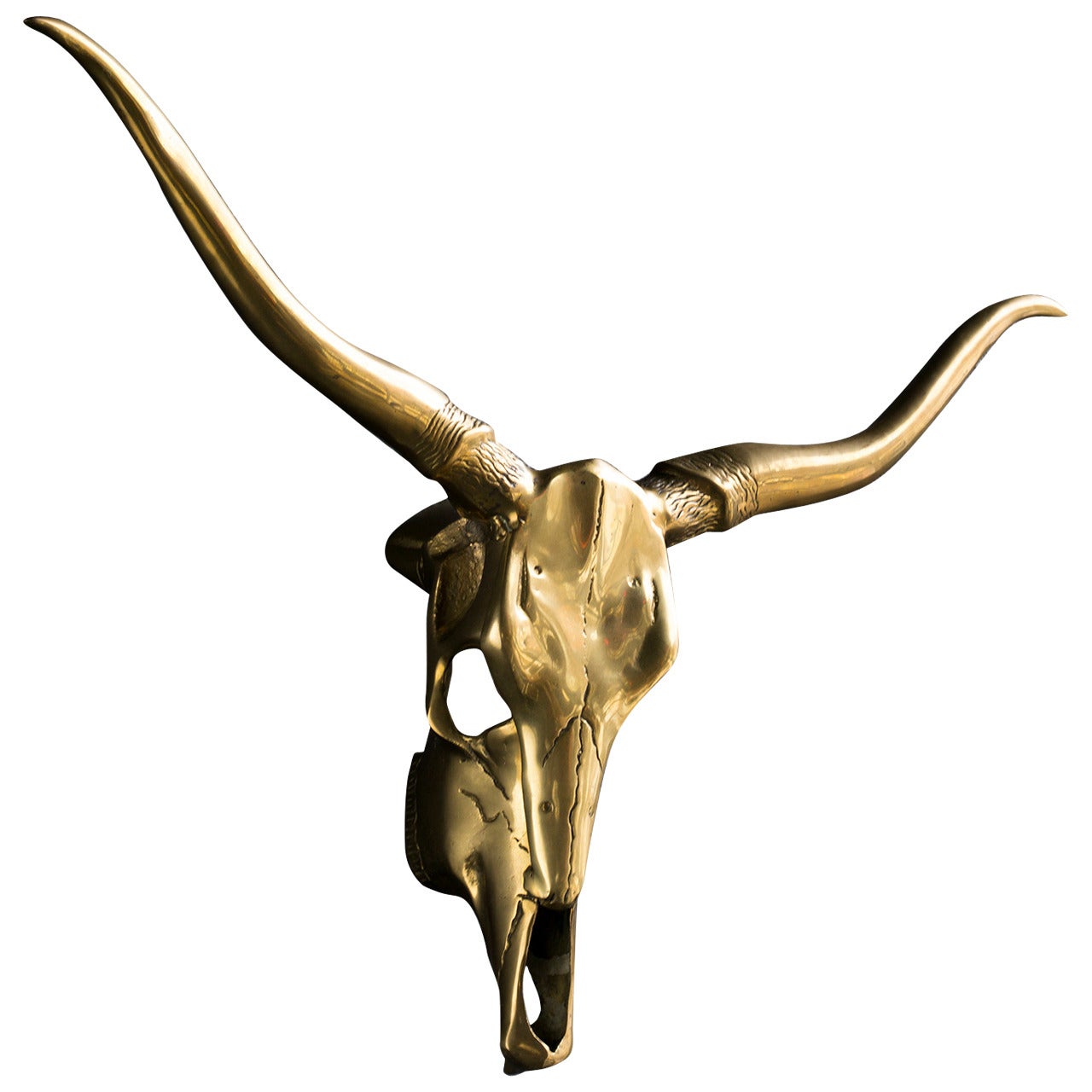 Brass Longhorn Skull Sculpture
