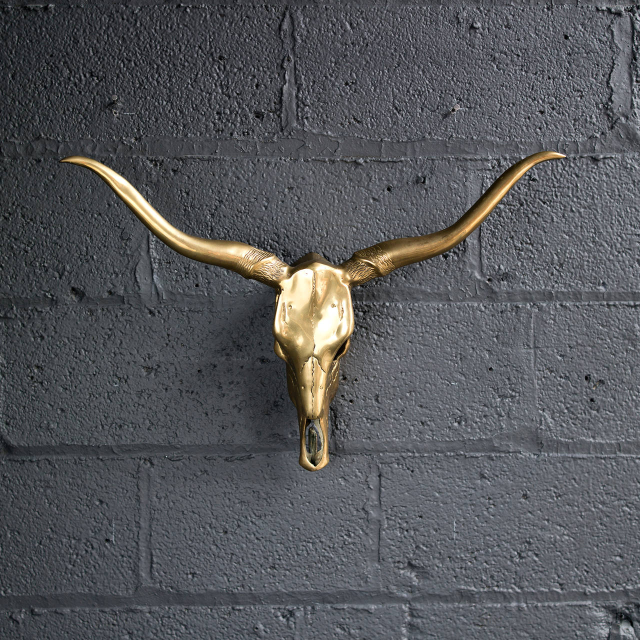 Brass Longhorn Skull Sculpture 2