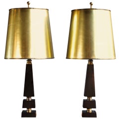 Black & Gold Obelisk Lamps