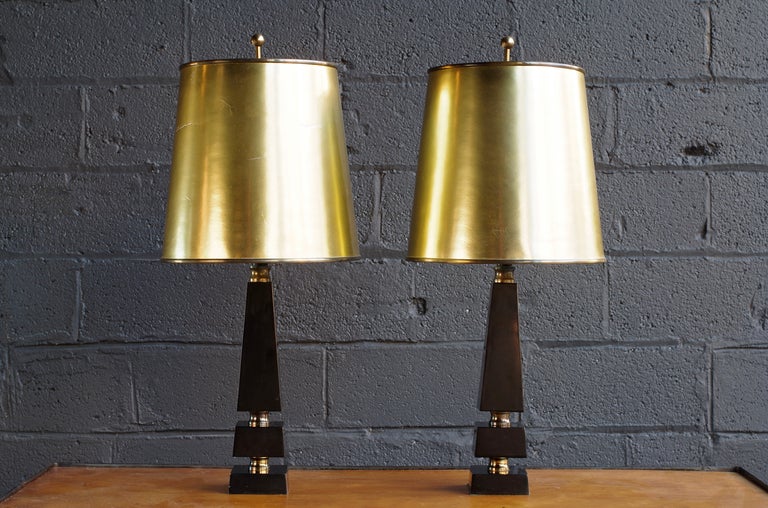 Black & Gold Obelisk Lamps
