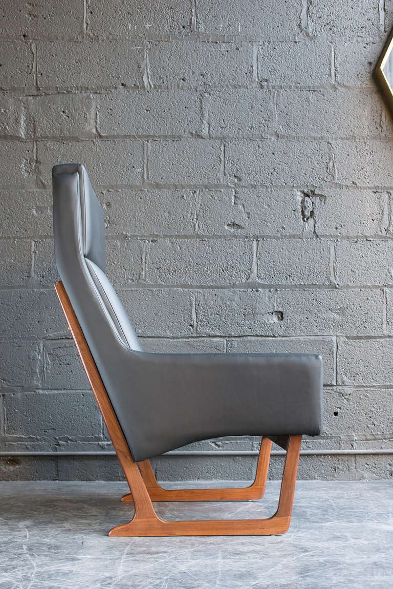 Mid-Century Modern Highback Sled Chair Attributed to Adrian Pearsall