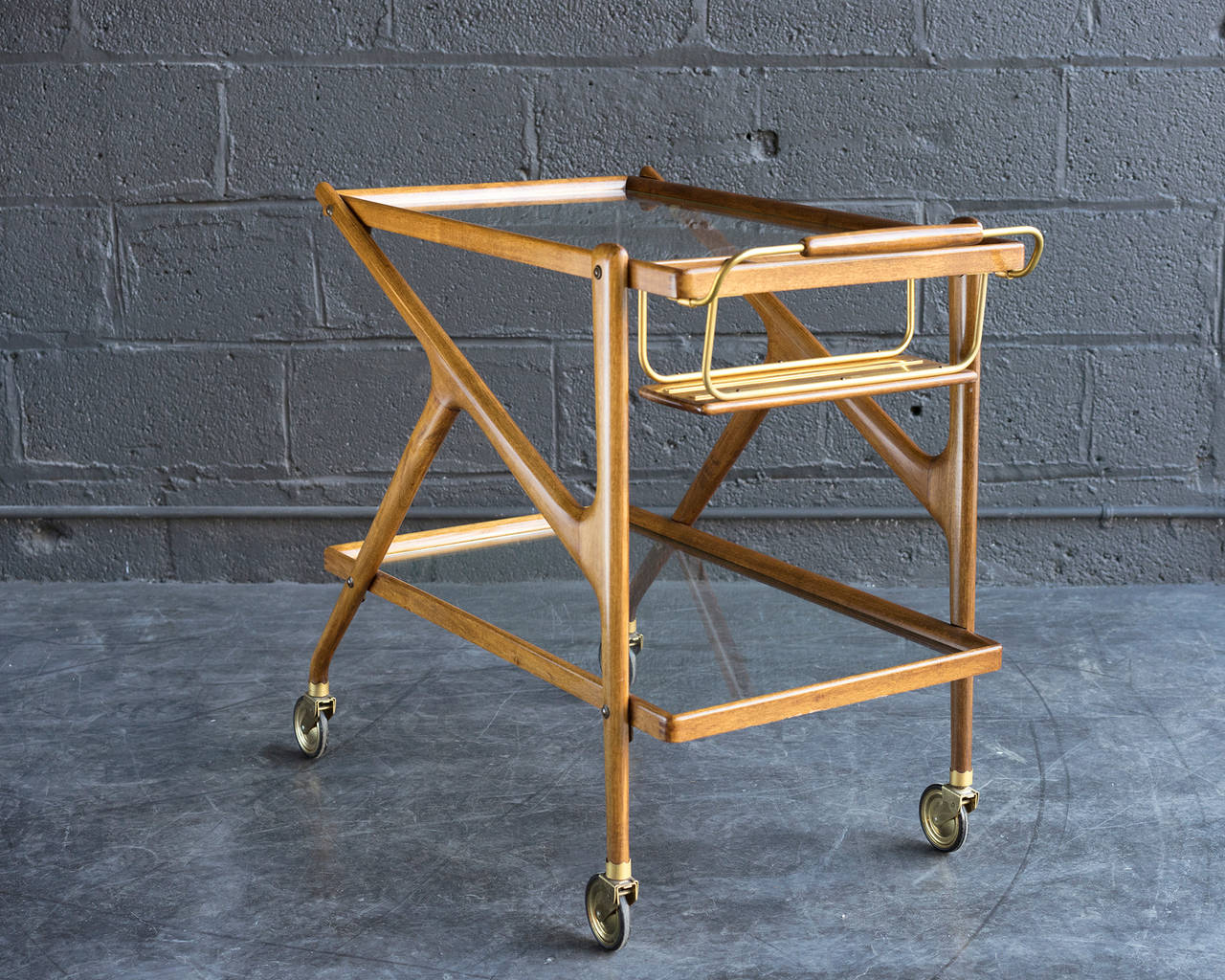 Mid-Century Modern Rolling Bar Cart by Cesare Lacca