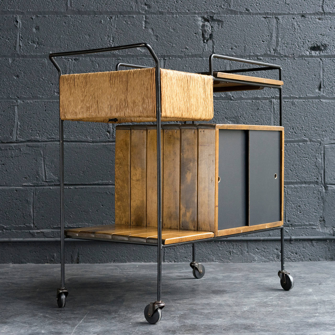 American Arthur Umanoff Rolling Bar Cart