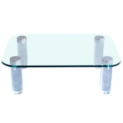 Lucite, Glass, & Steel Coffee Table
