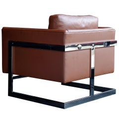 Milo Baughman Leather Cube Chair