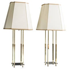 Four Column Brass and Lucite Lamps