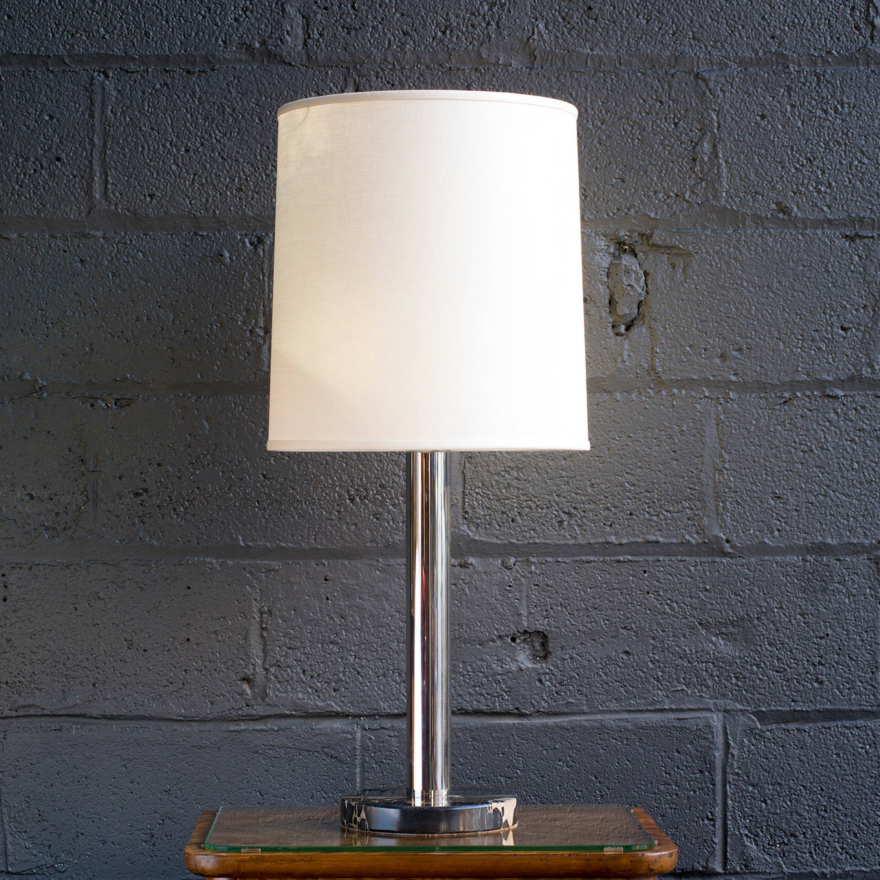 Pair of Chrome and Marble Lamps by Nessen In Good Condition In Brooklyn, NY