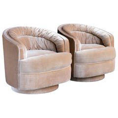 Ruched Velour Swivel Chairs