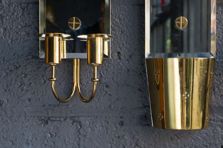 Mid-20th Century Triptych Mirror Sconces by Tommi Parzinger