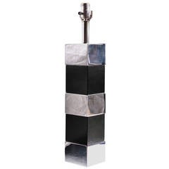Steel and Leather Table Lamp