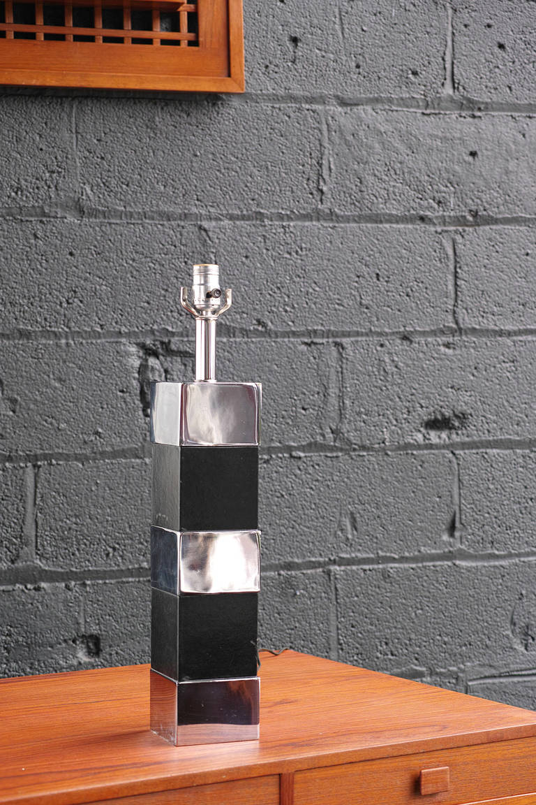 American Steel and Leather Table Lamp