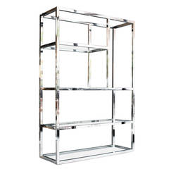 Chrome and Glass Room Divider or Etagere