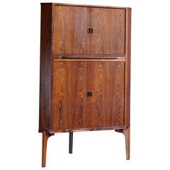 Vintage Rosewood Danish Corner Cabinet or Dry Bar