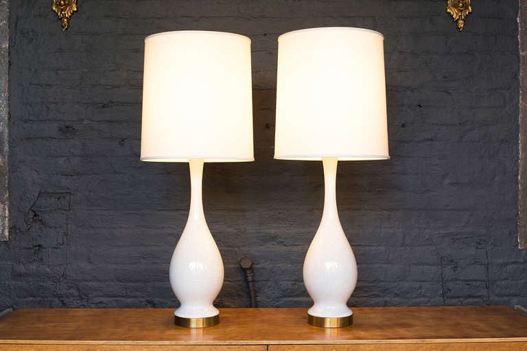 Mid-Century Modern Big Tear Drop Crackle Glaze Lamps