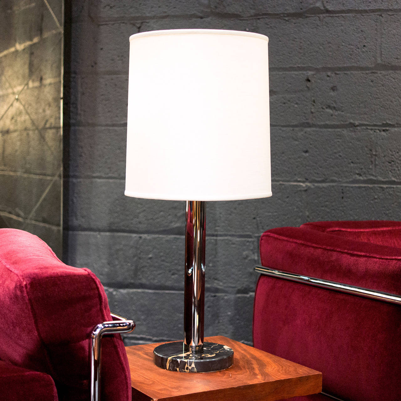 American Chrome and Marble Lamp by Nessen