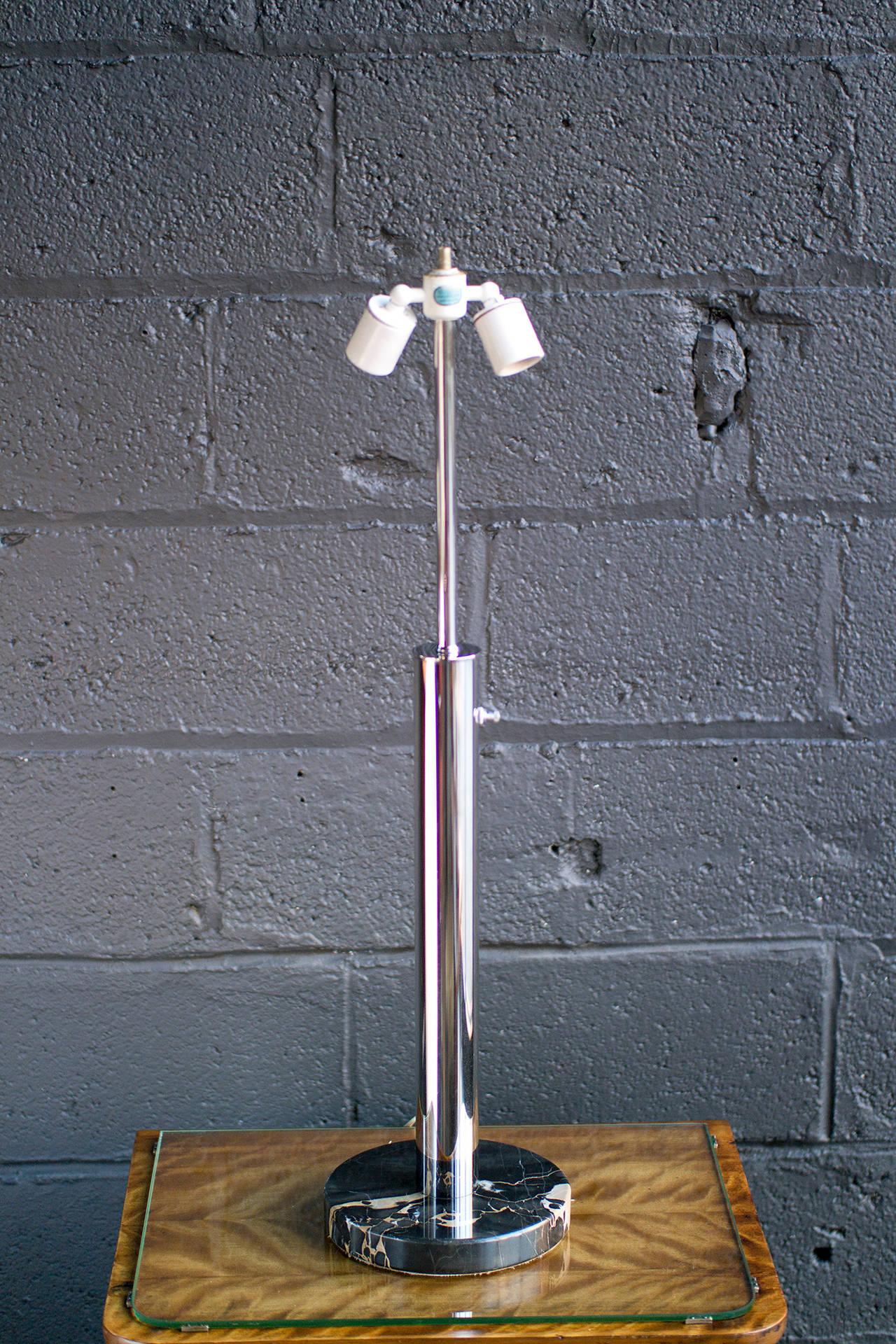 Mid-20th Century Chrome and Marble Lamp by Nessen