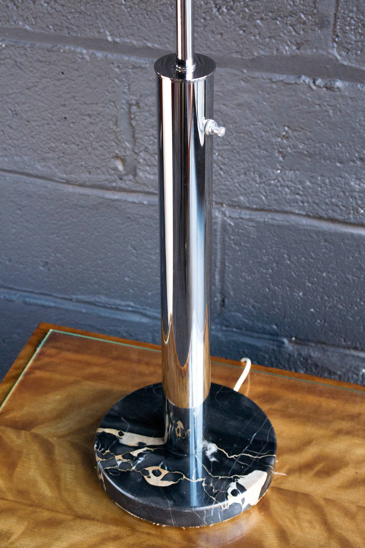 Fabric Chrome and Marble Lamp by Nessen