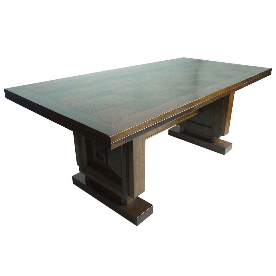 Oak Dining Table by Charles Dudouyt For Sale