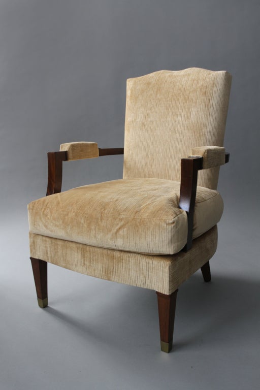 classical style single mahogany armchair with bronze sabots