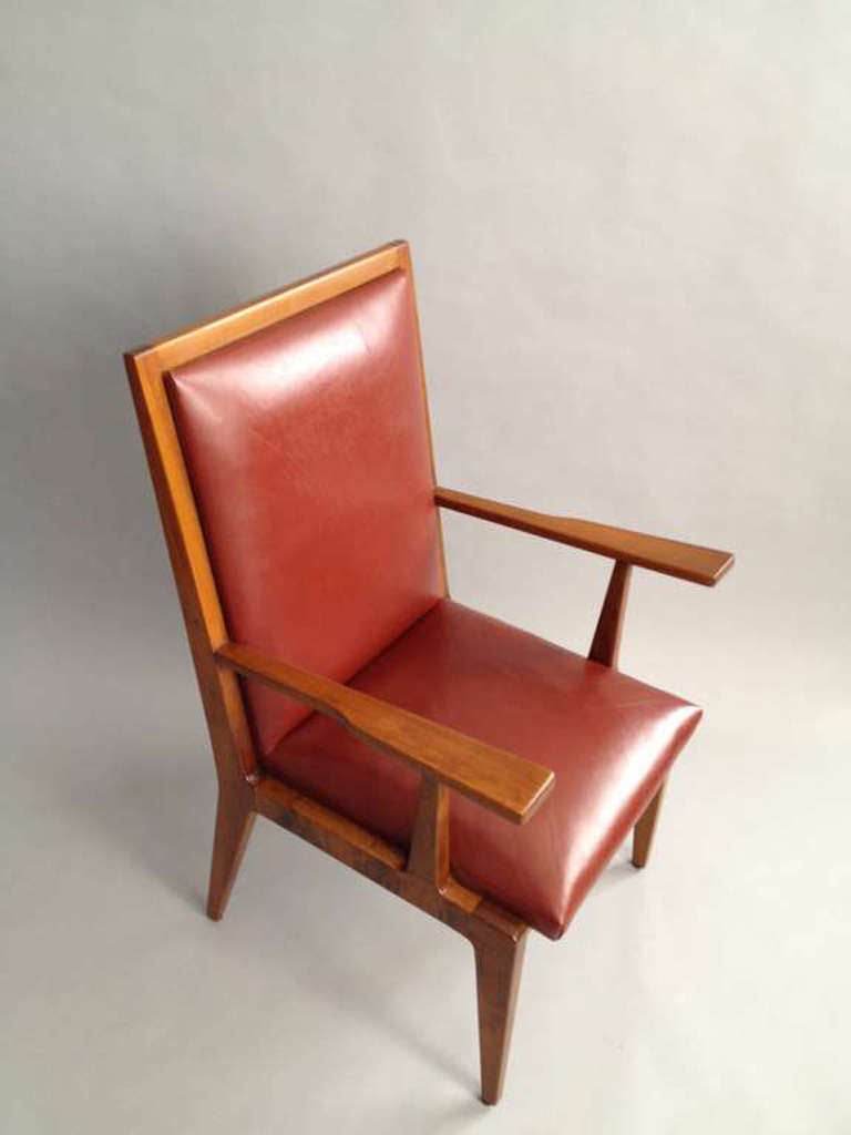 Walnut Individual or Set of Seven Armchairs by Silvio Cavatorta For Sale