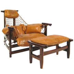 Vintage Chair and Ottoman Designed by Jean Gillon