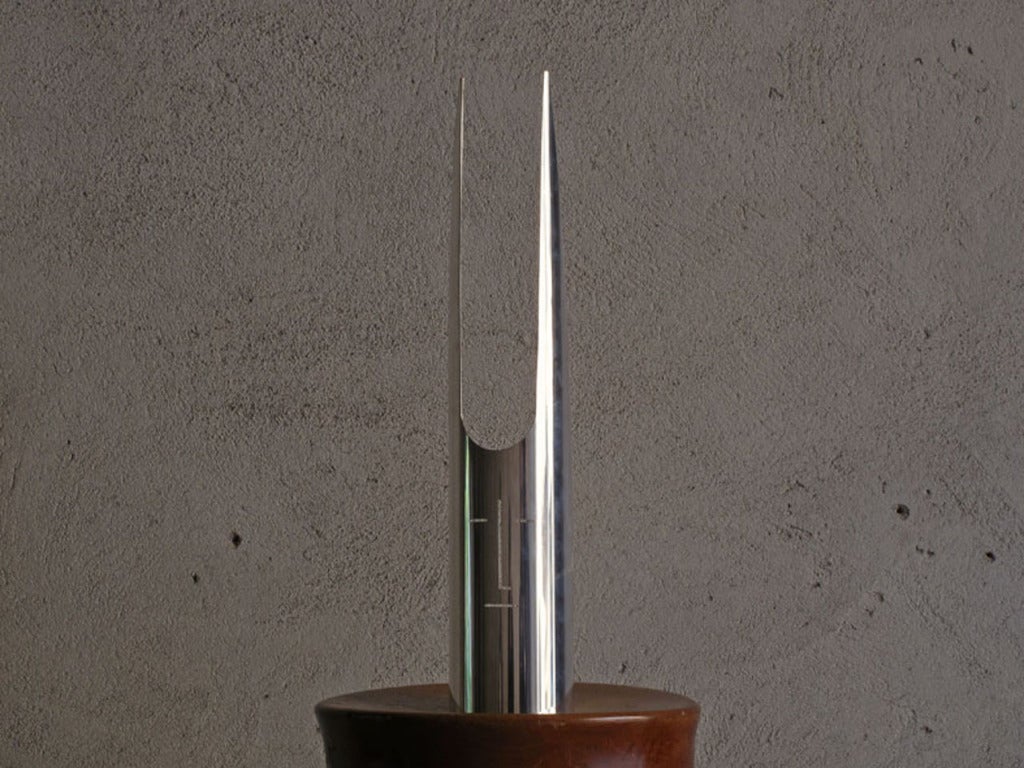 Perforated plate in silver metal, Gio Ponti design, production Sabattini