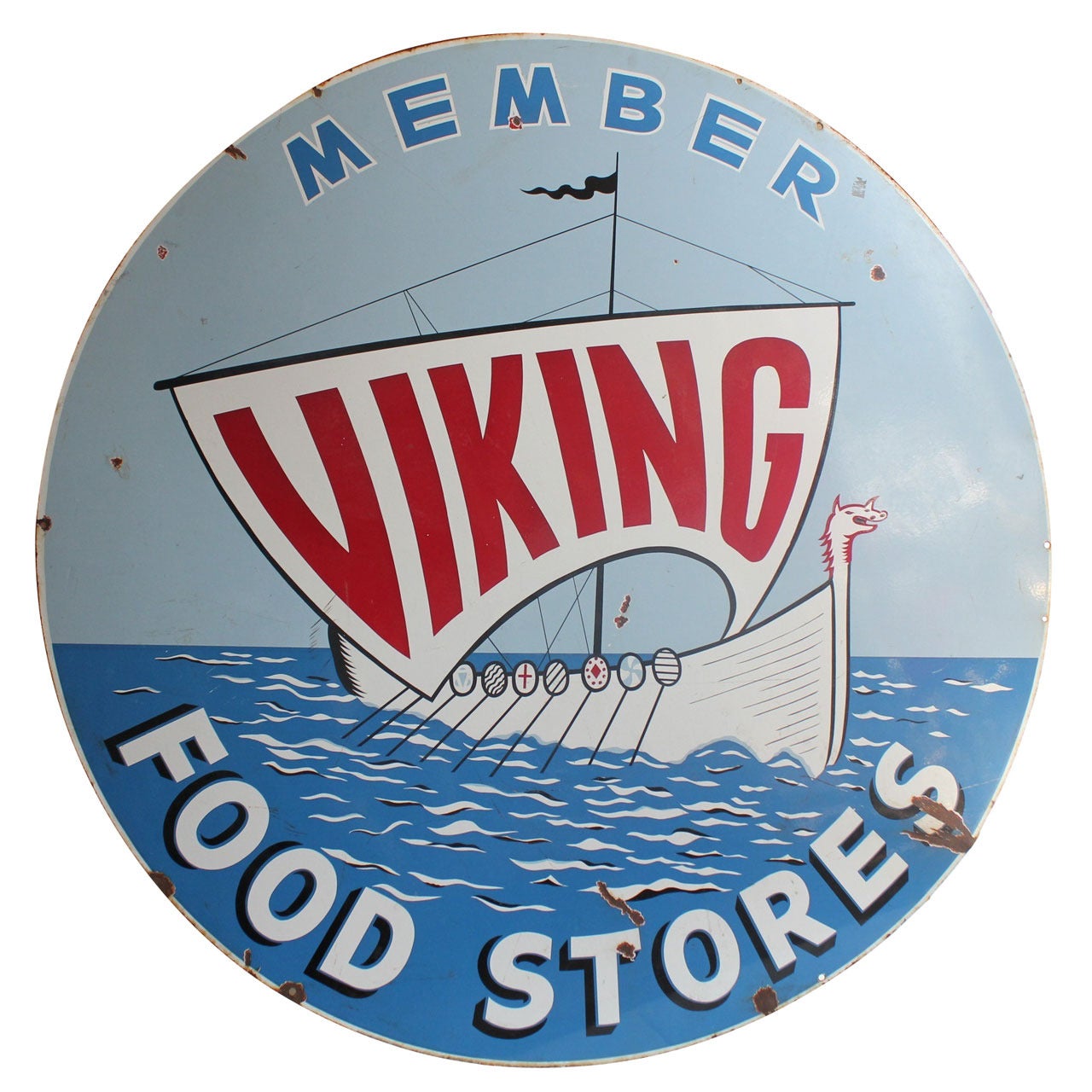 1940's Porcelain Original American Sign Viking Food Stores