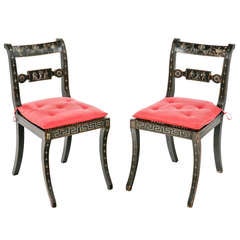 Pair of Fancy Painted Klismos Chairs