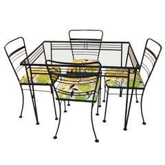 Vintage 5 Piece Salterini Patio Set  Glass Top Table and 4 Chairs