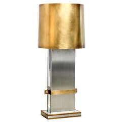 A Satin Chrome, Lucite, and Brass Table Lamp by Fillipo Perego