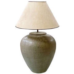 Vintage Very Large Grey Earthenware Lamp