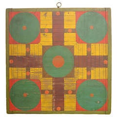 Antique 19th Century Parcheesi Game Board