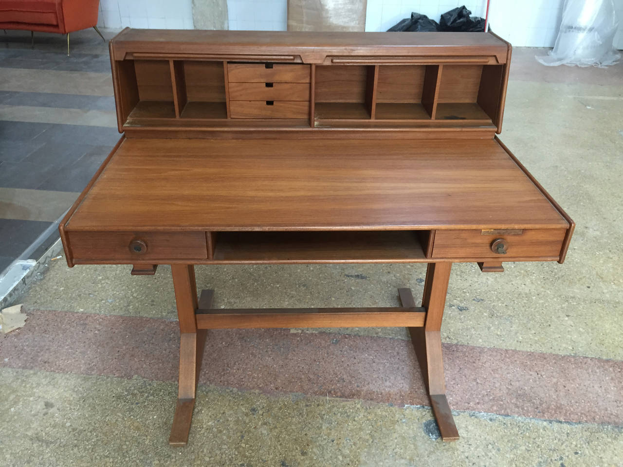Rosewood Desk Model 530, Design Gianfranco Frattini, 1956
