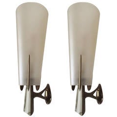 Rare Pair of Wall Lamps, Design by Max Ingrand, 1955