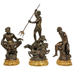 Set of Three Italian 19th Century Patinated Bronzes