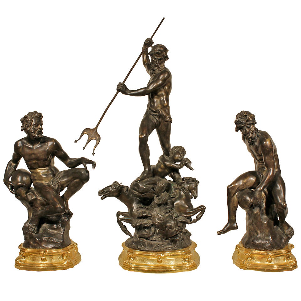 Set of Three Italian 19th Century Patinated Bronzes