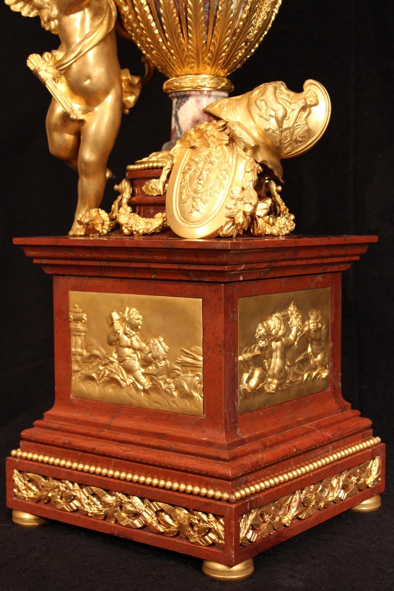 Griotte Marble French 19th Century  Louis Xvi St. Marble And Ormolu Annular Clock 