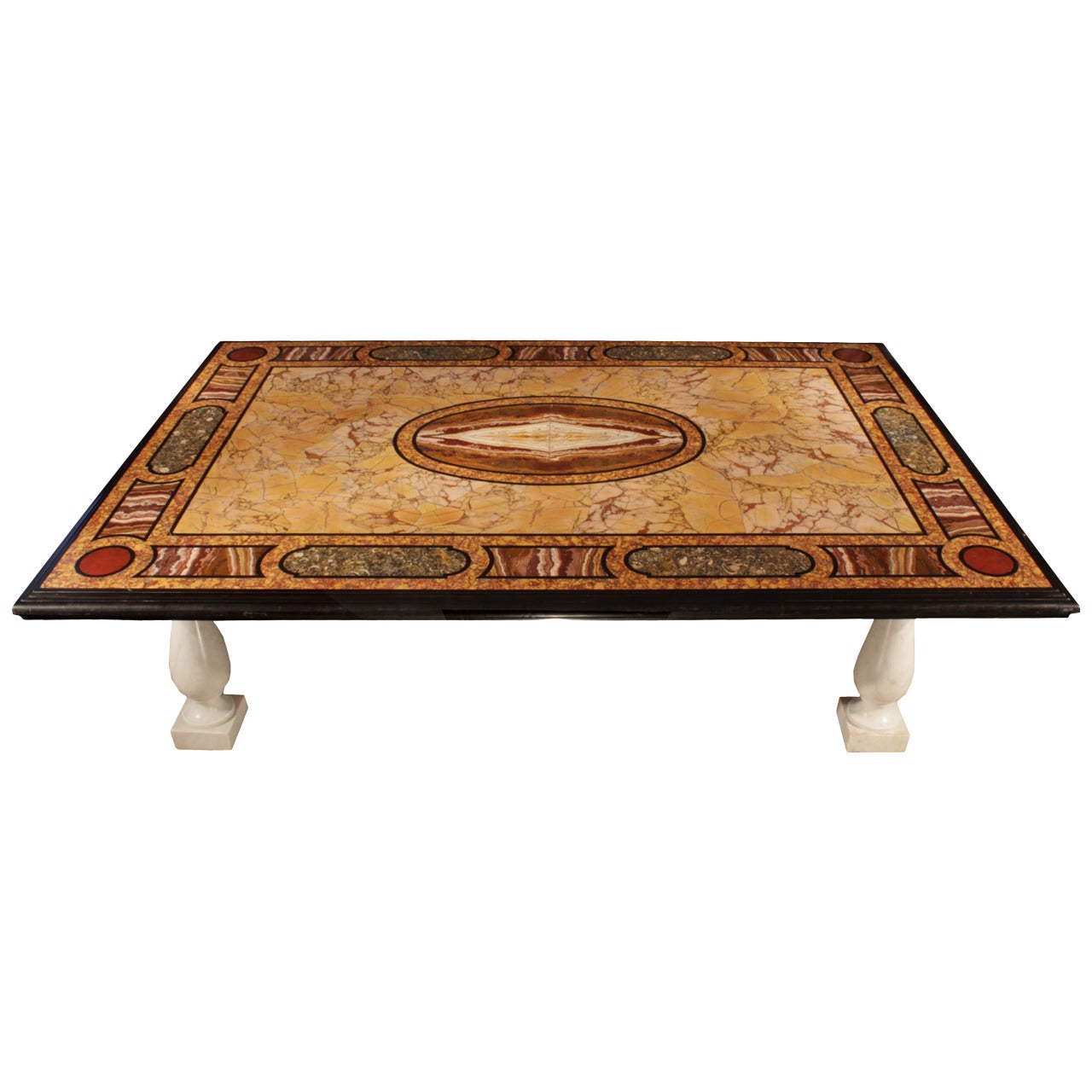 Italian 19th Century Pietra Dura Marble Plateau Coffee Table