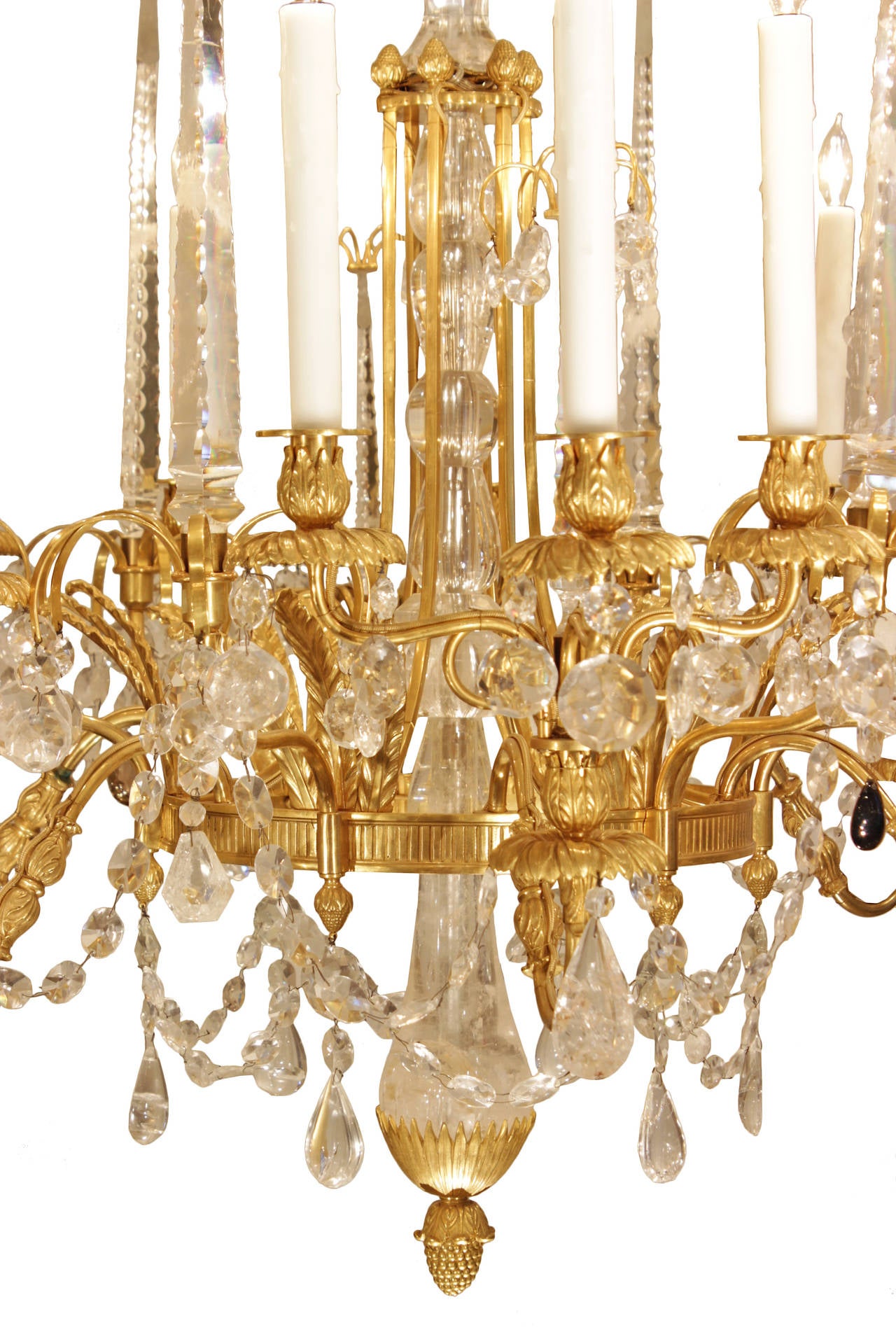 Russian Imperial Neo-Classical Style Ormolu and Rock Crystal Chandelier 1