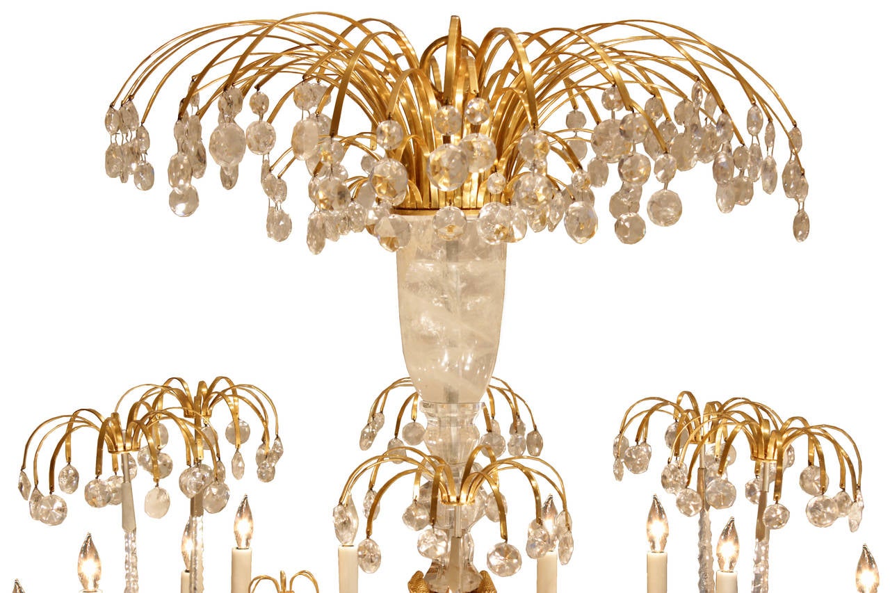 Russian Imperial Neo-Classical Style Ormolu and Rock Crystal Chandelier In Excellent Condition In West Palm Beach, FL